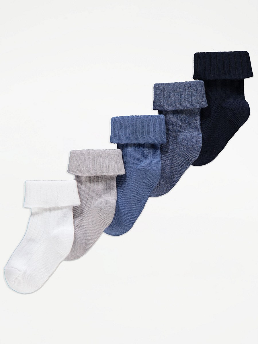 Blue Ribbed Socks 5 Pack detail 1