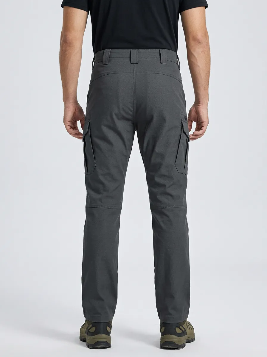 Men's Charcoal Grey Multi-Pocket Utility Cargo Cargo Pants