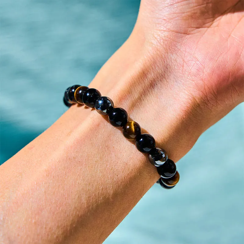 Refined Natural Tiger Eye Obsidian Hematite Powerful Bracelet