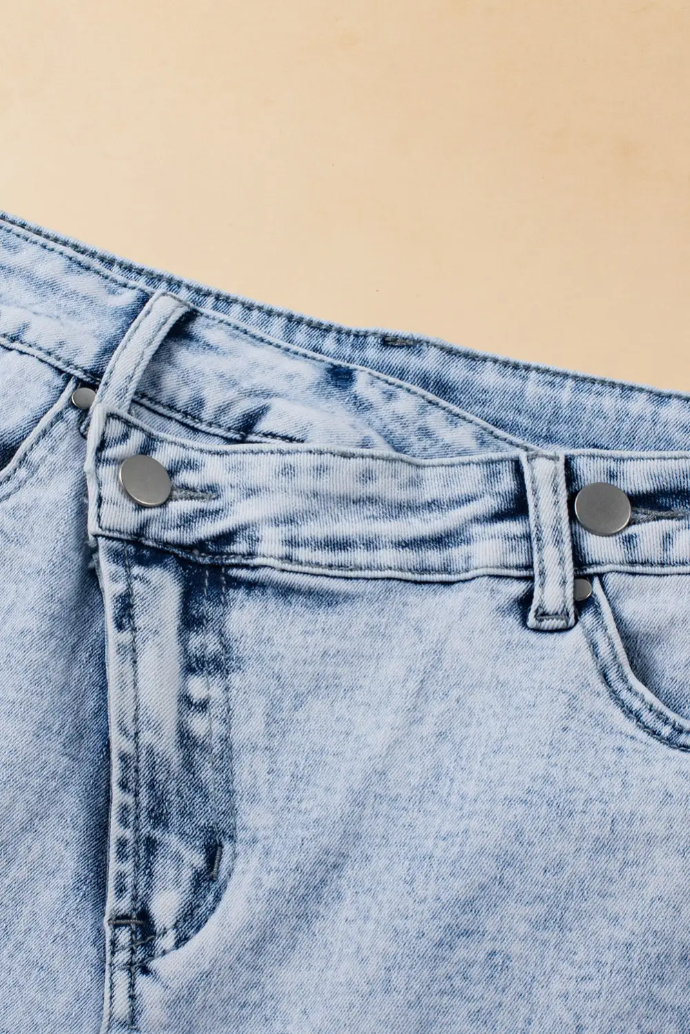 Light Blue Acid Wash Crossed Raw
