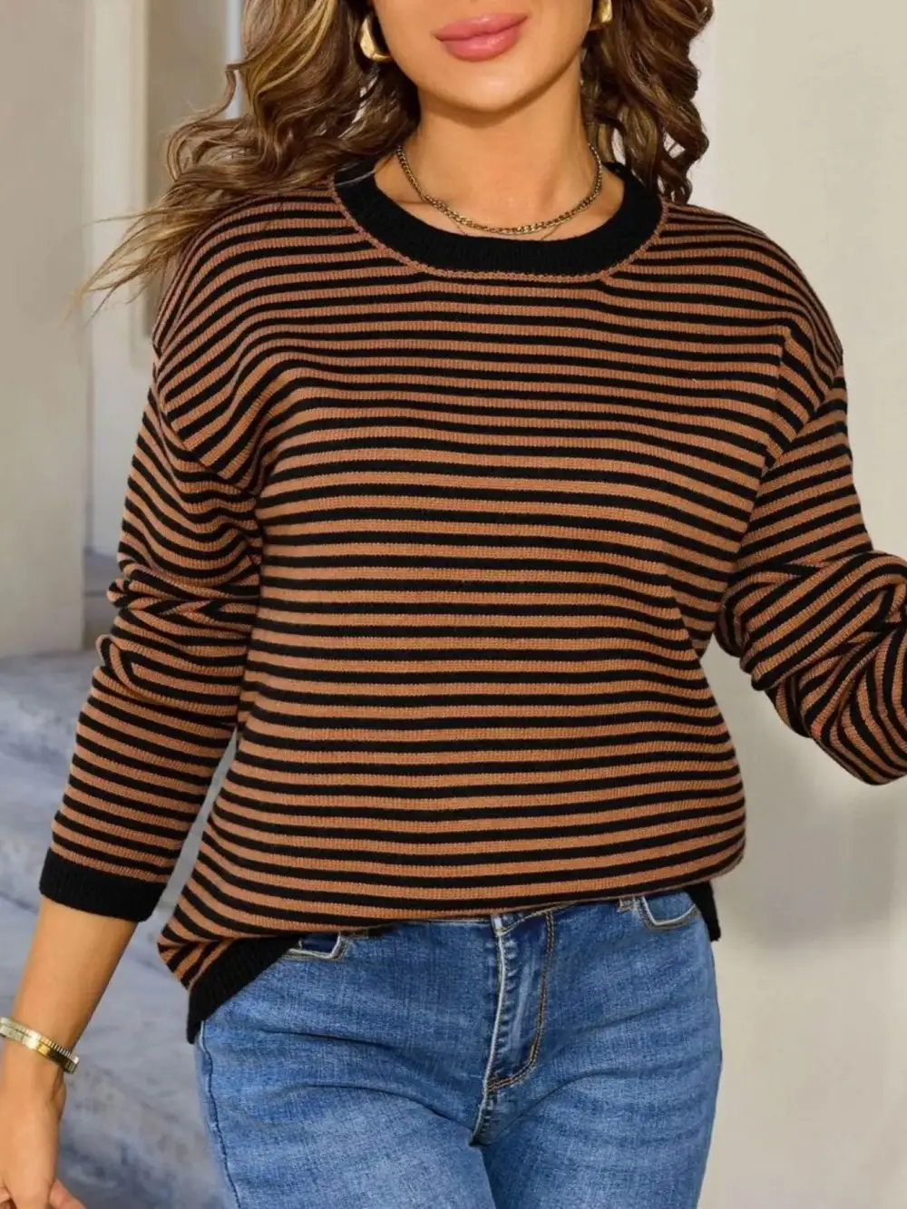 Striped Round Neck Sweater