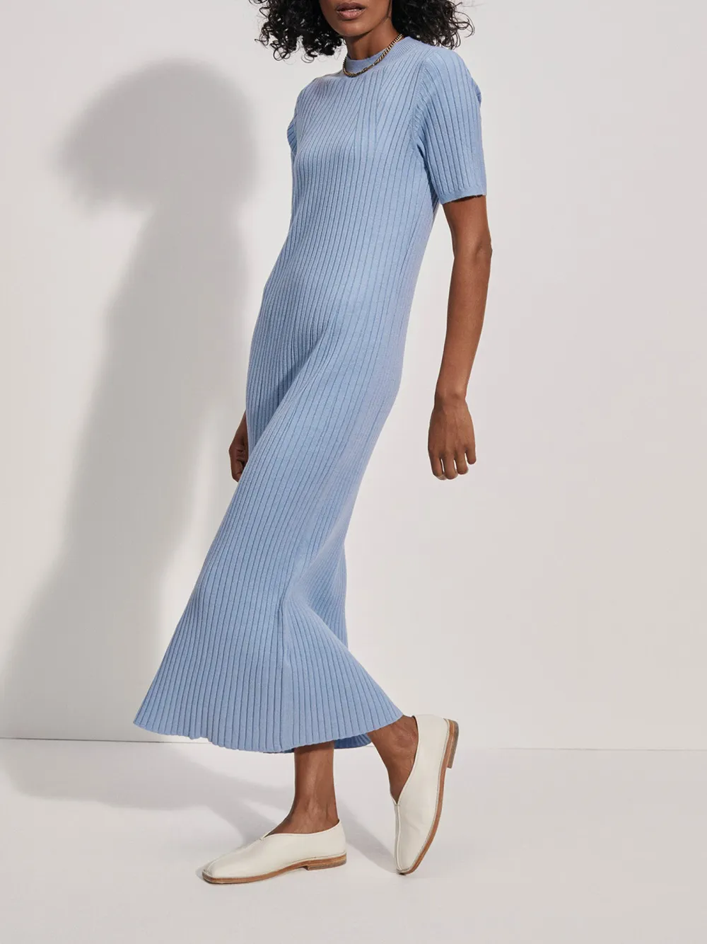 Crew Neck Rib Knit Maxi Dress