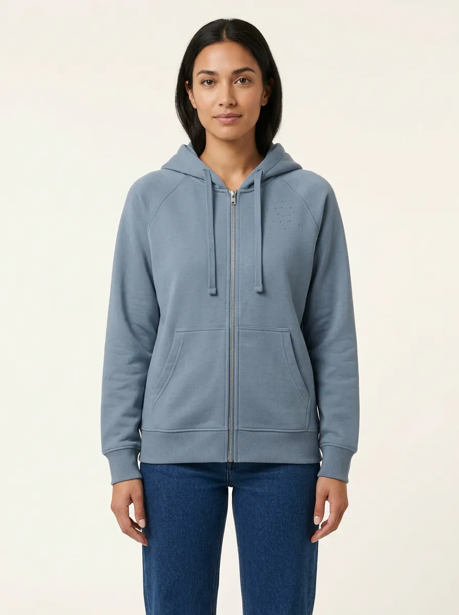 Women's Celestial-Circle Raglan Full-Zip Patch-Pocket Hoodie