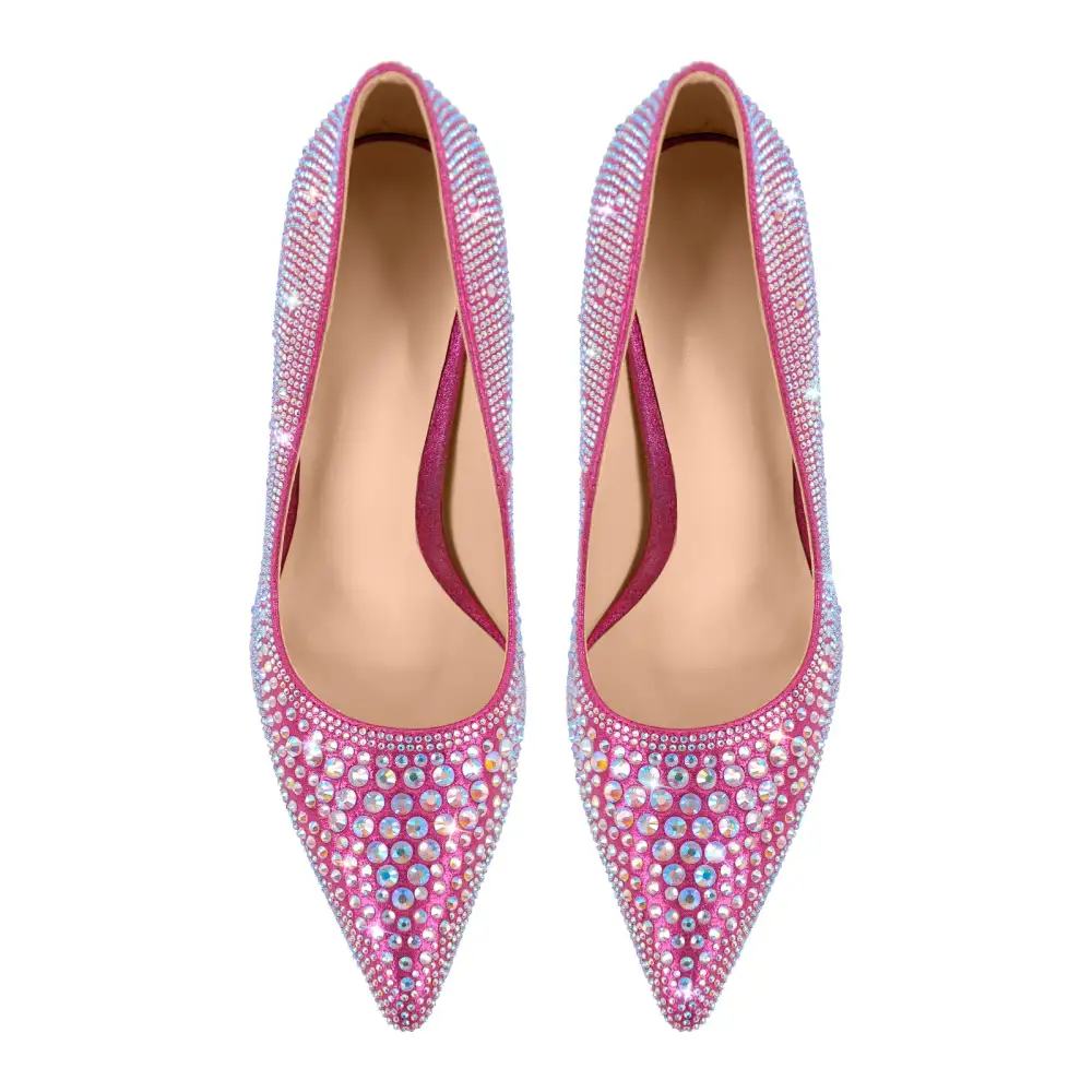 Polished Rhinestone Pointed Toe Stiletto Pumps