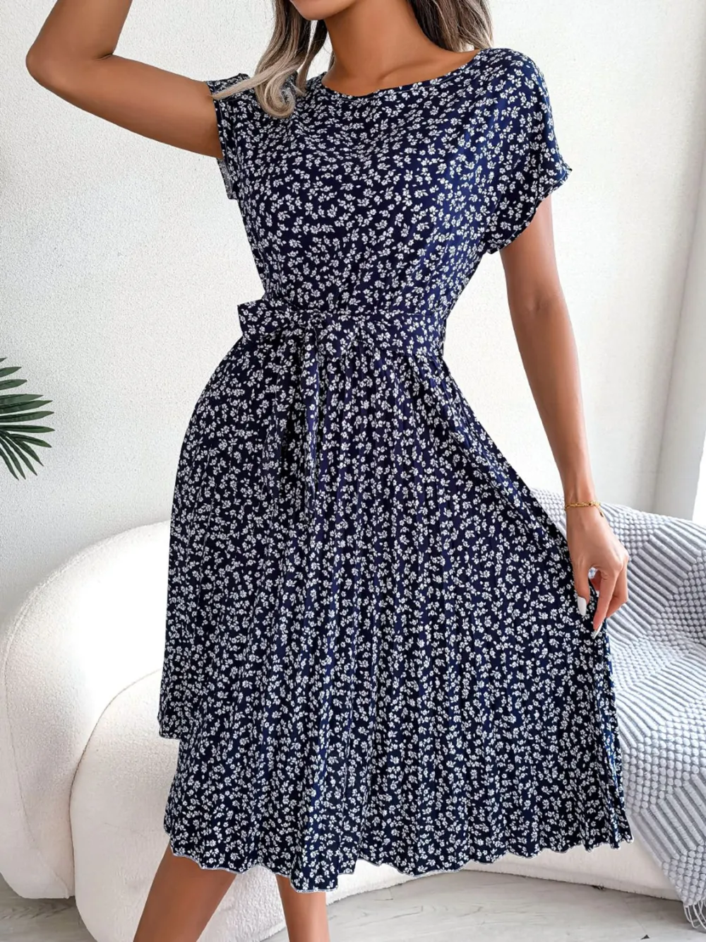 Soft Pleated Floral Dress