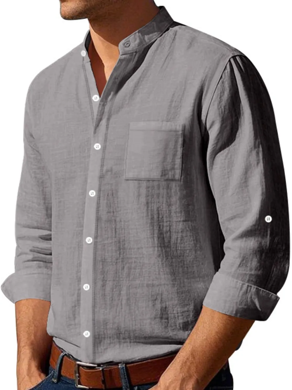 Polyester Button Down Long Sleeve Shirt