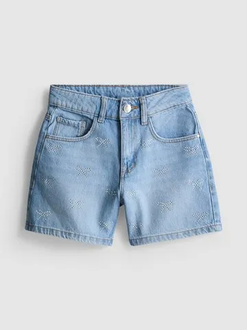 7-15yrs | Diamanté Bow Denim Shorts
