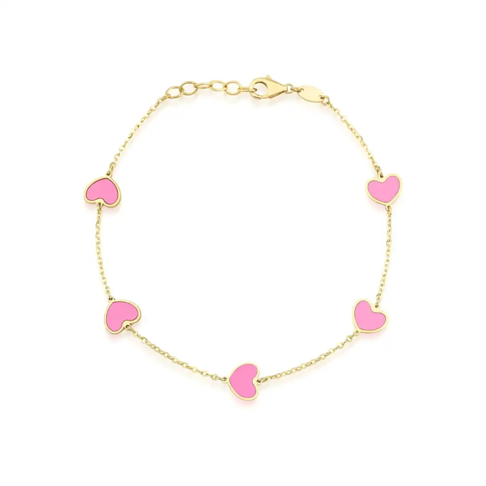 Solid Gold Minimalist Station Heart Bracelet