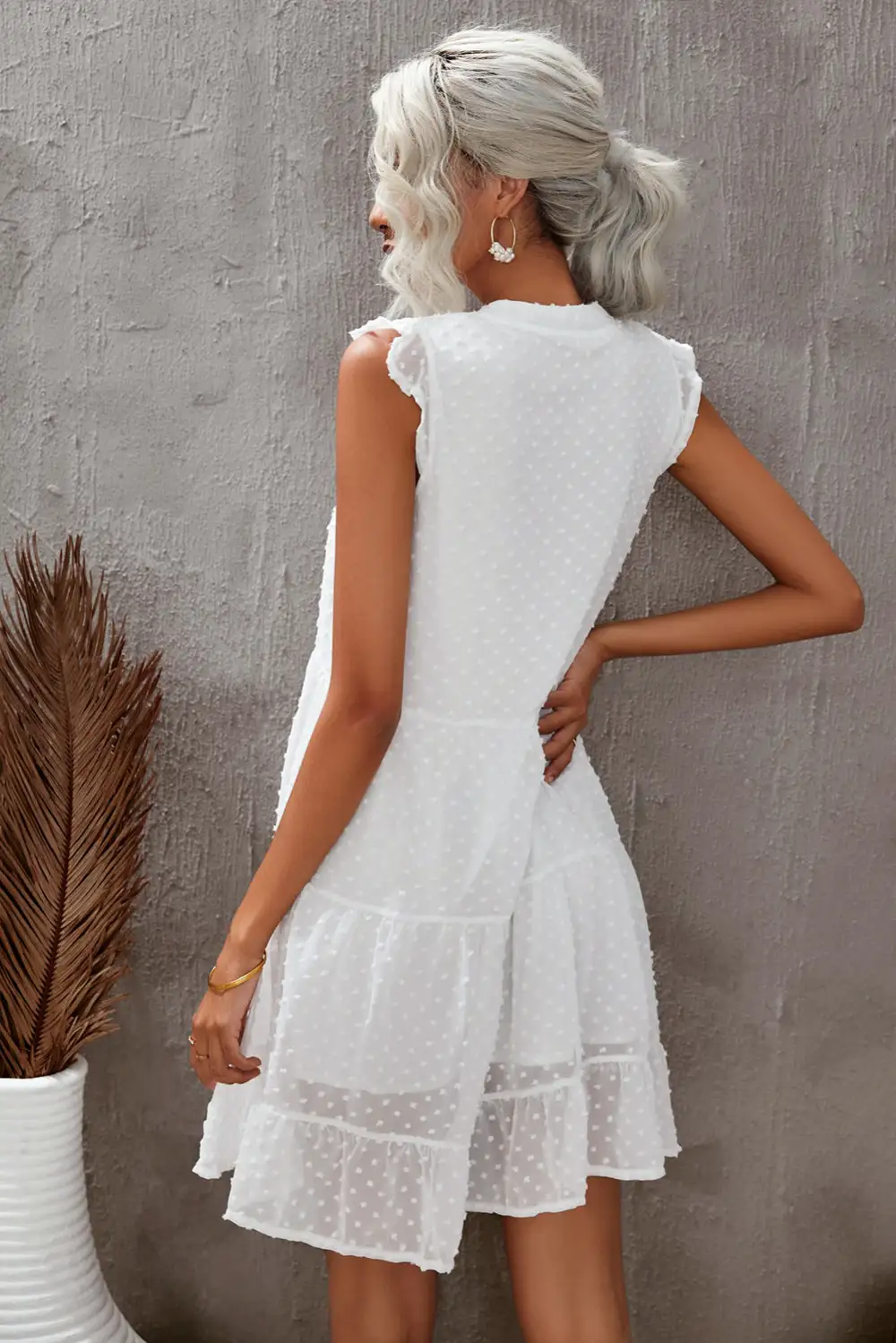 Swiss Dot Tiered Babydoll Mini Dress