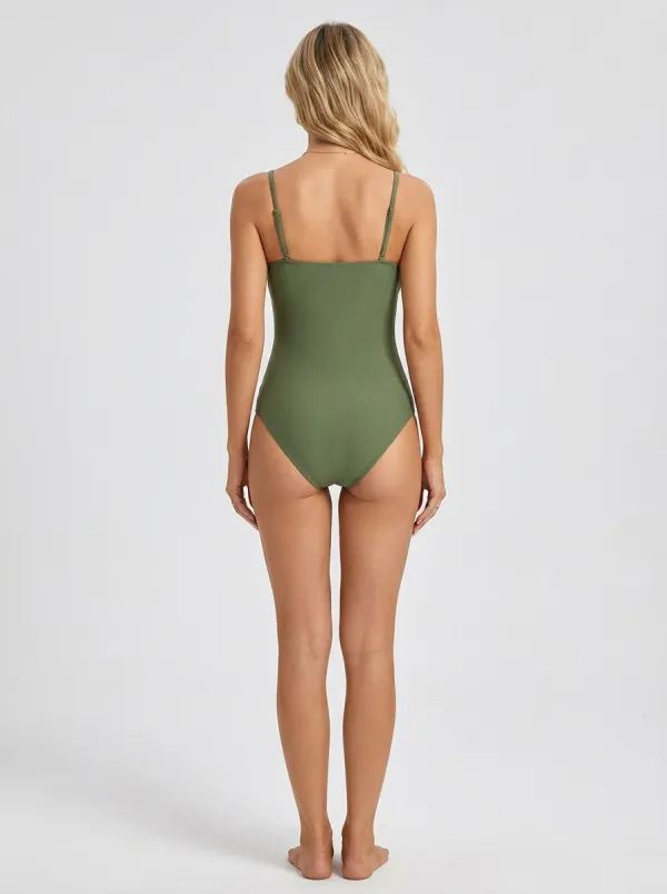 Women's Twist-Front Twist Belted Cutout One-Piece Swimsuit