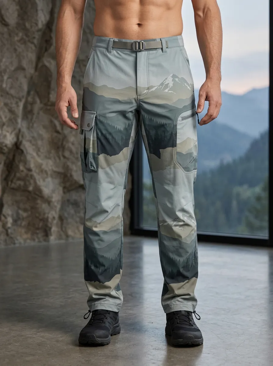 Men's Outdoor Hiking Mountain Forest Printed Cargo Pants