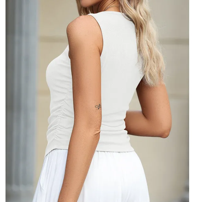 Ruched Round Neck Tank