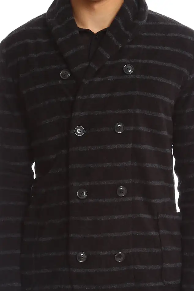 Striped Cotton Double-Breasted Jacket