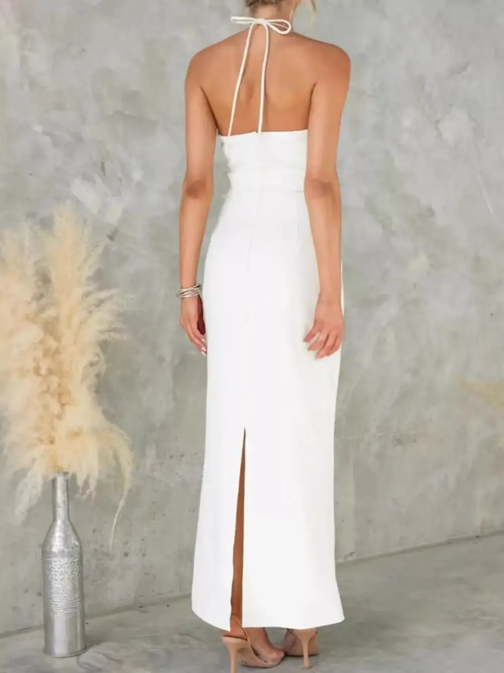 Polished Detail Slit Maxi Dress
