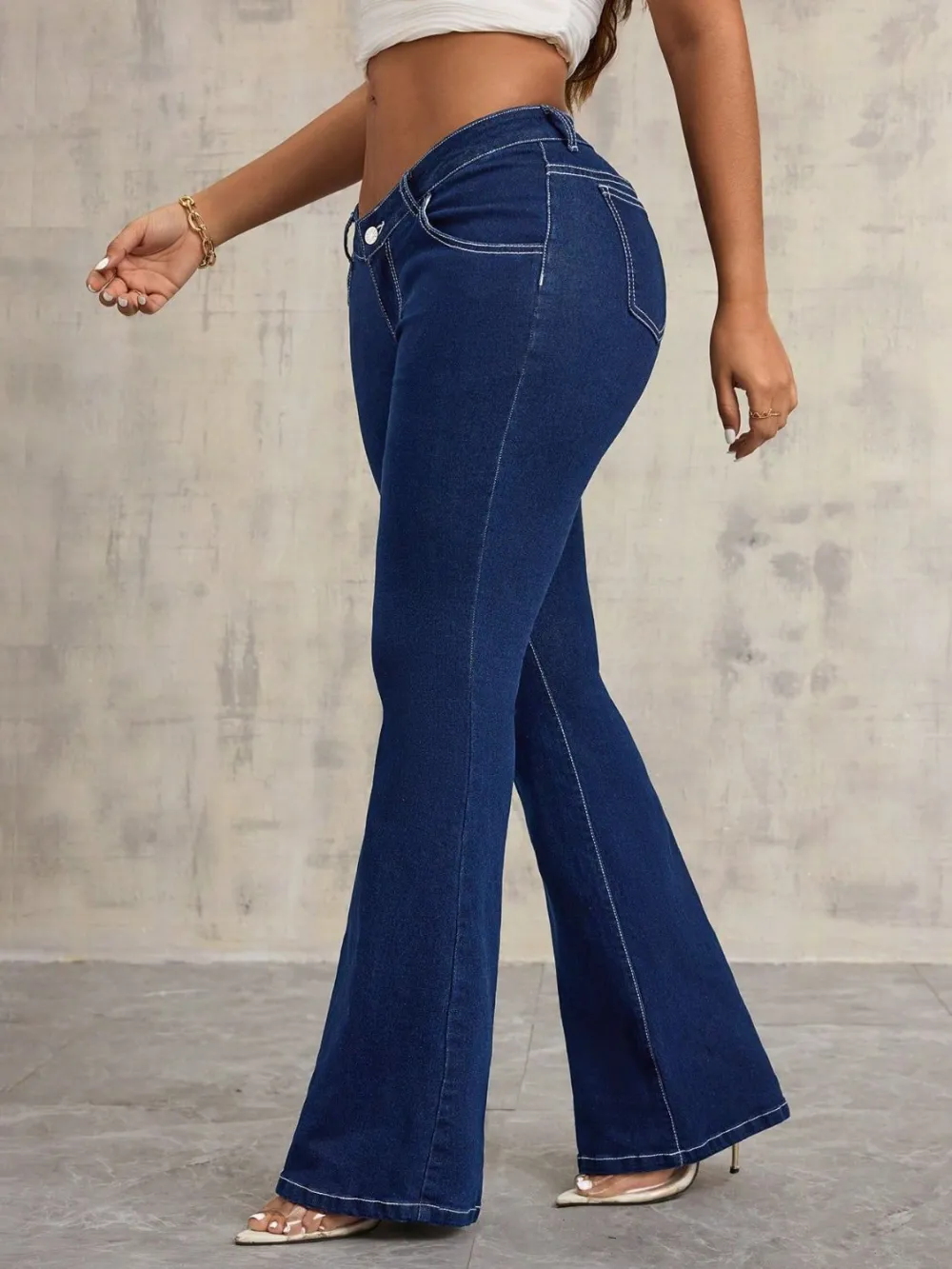 Flared Jeans Pocket Denim
