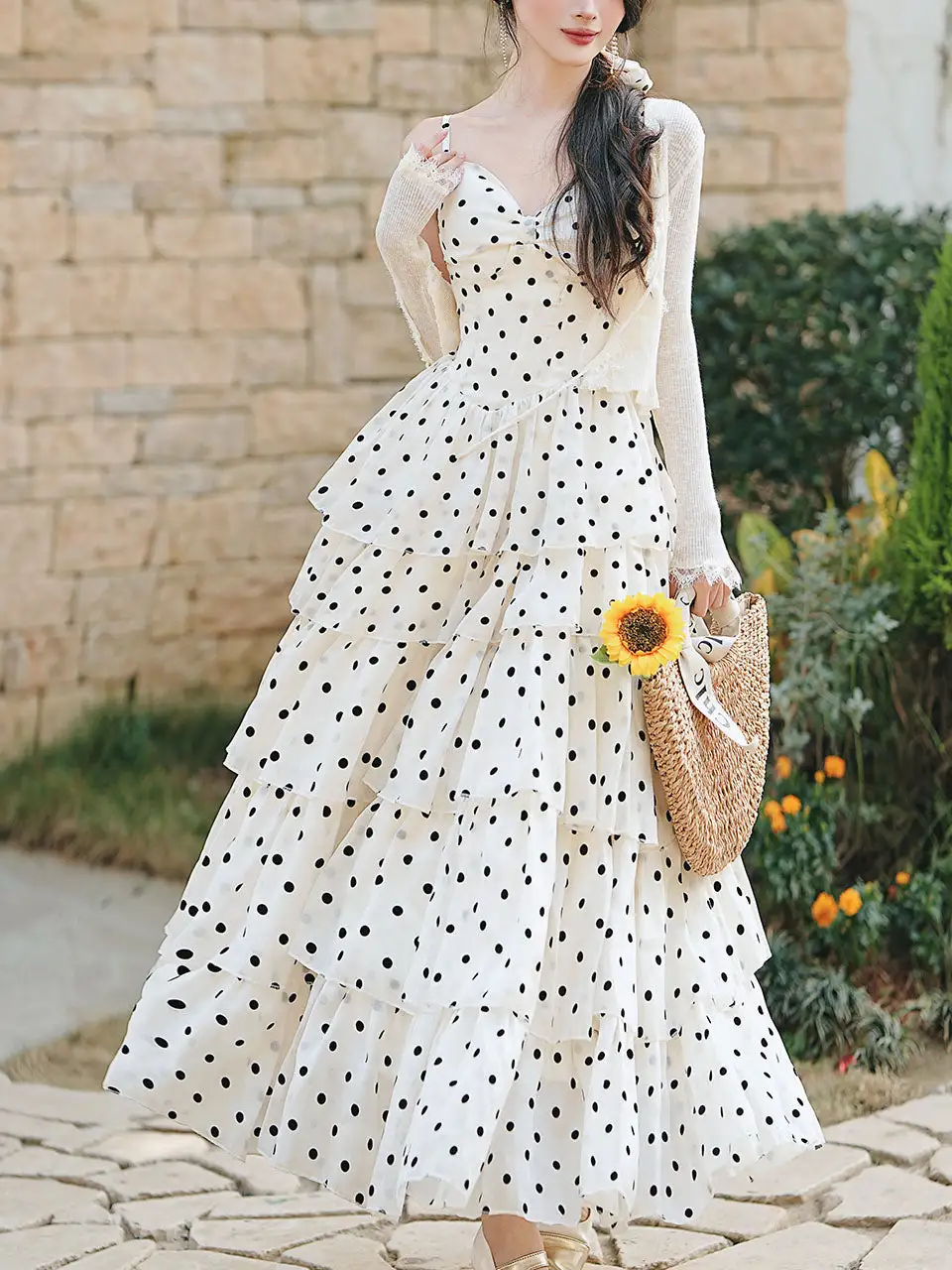 Polka Spaghetti Strap Maxi Dress