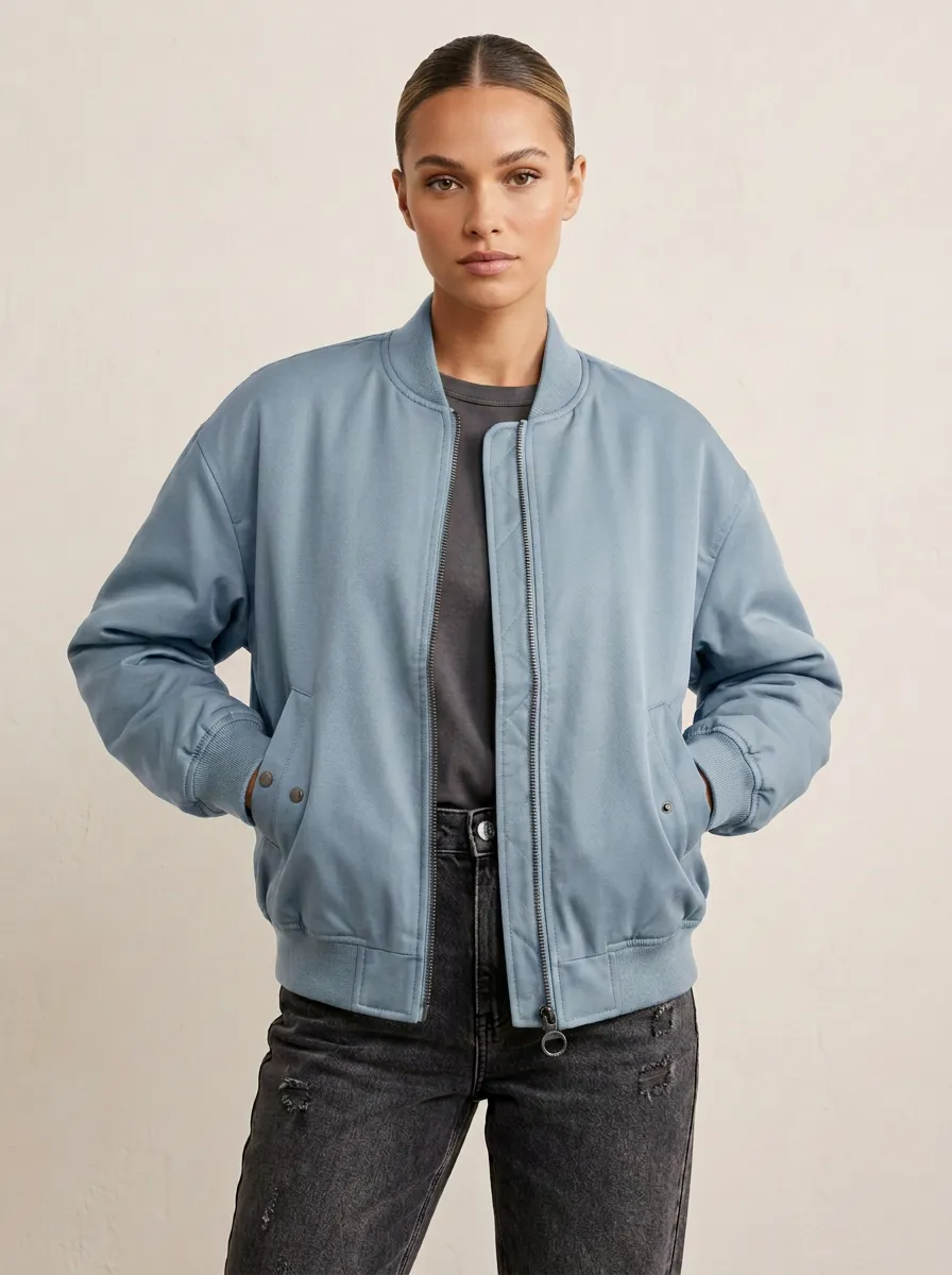 Denim-Style Minimal Women's Casual Jacket