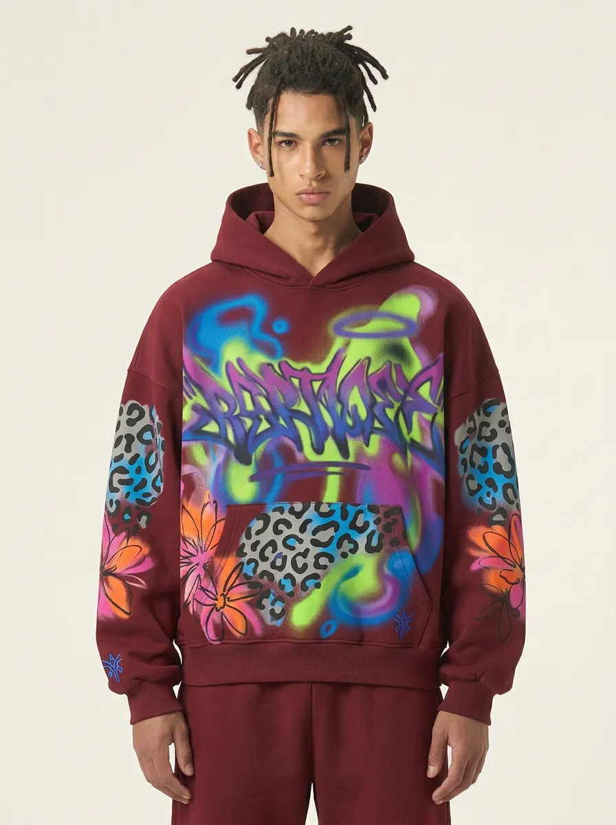 Unisex Streetwear Graffiti Leopard Floral Urban Graphic Hoodie
