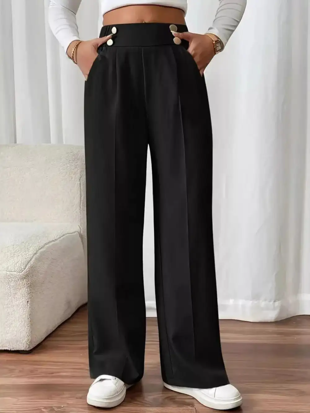 Wide Leg High Waist Cropped Pocketed Pants