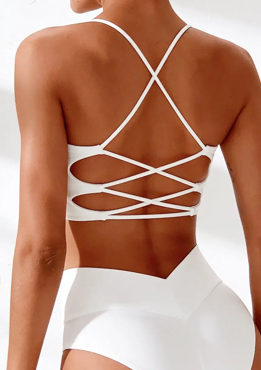 Sports Bra with Decorative Strappy Back