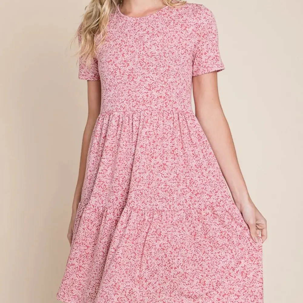 Printed Short Sleeve Mini Dress