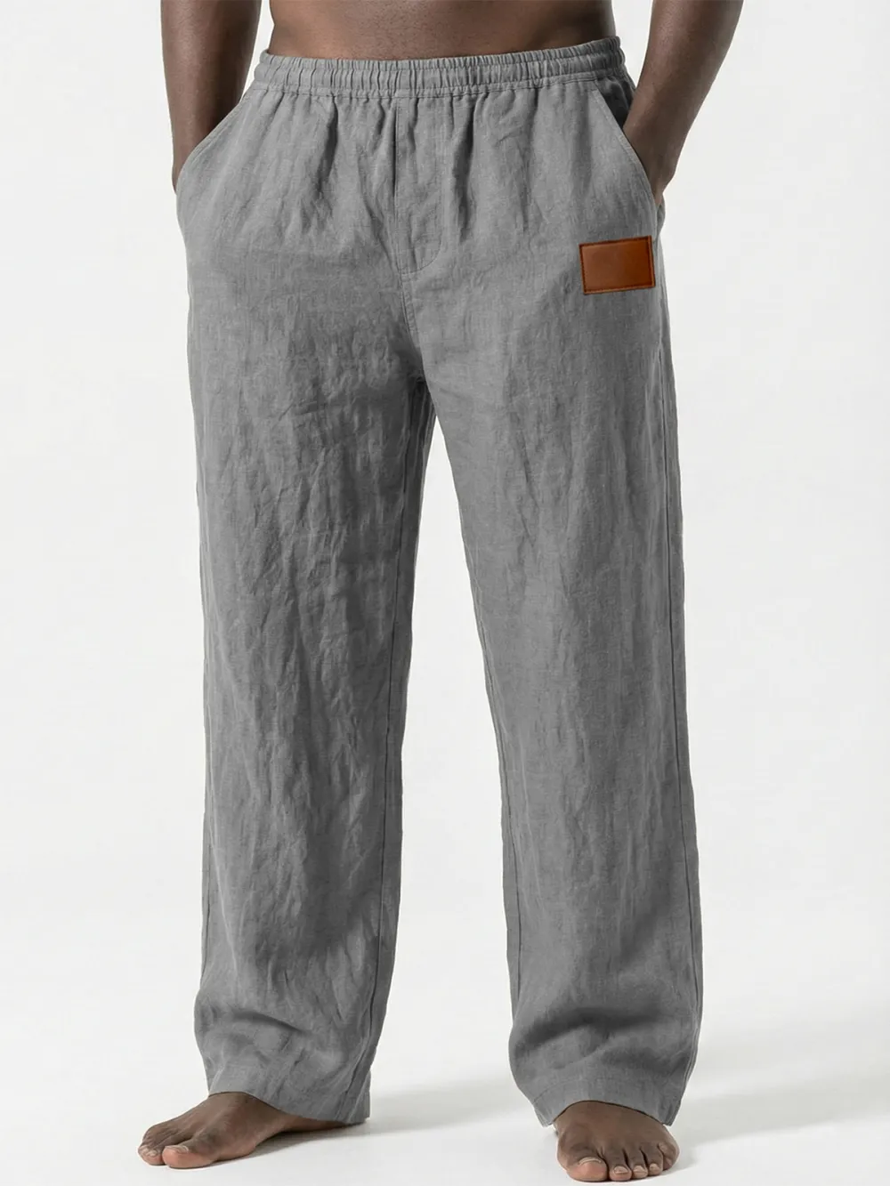 Linen Blend Seamed Detail Pants
