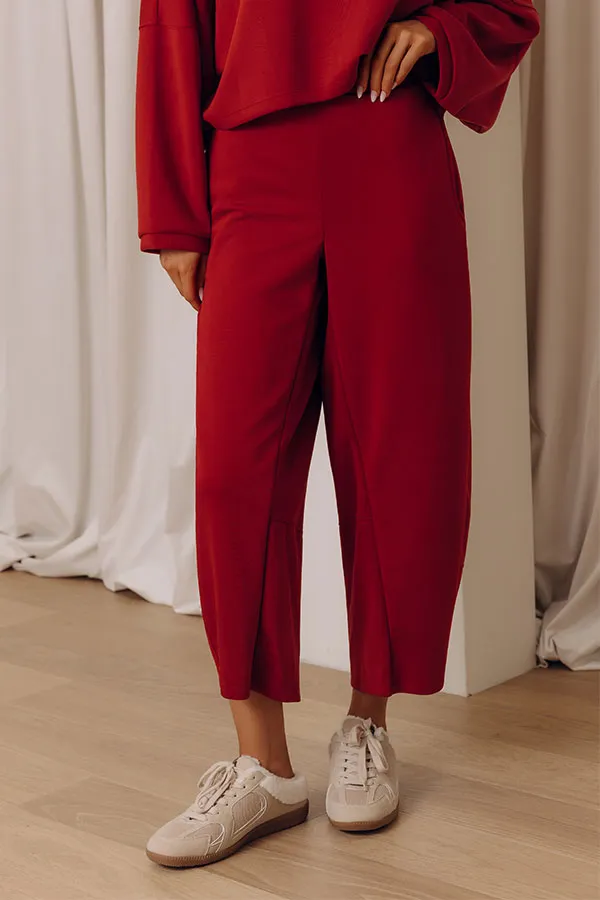 Mid Rise Relaxed Barrel Leg Scuba Knit Modal Blend Pants