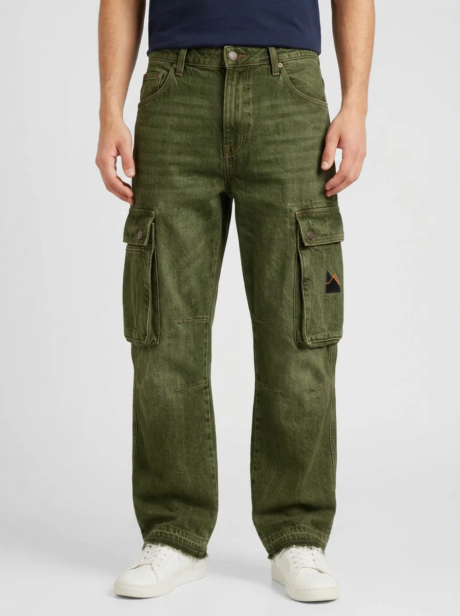 Men's Mountain Graphic Denim Cargo Jeans