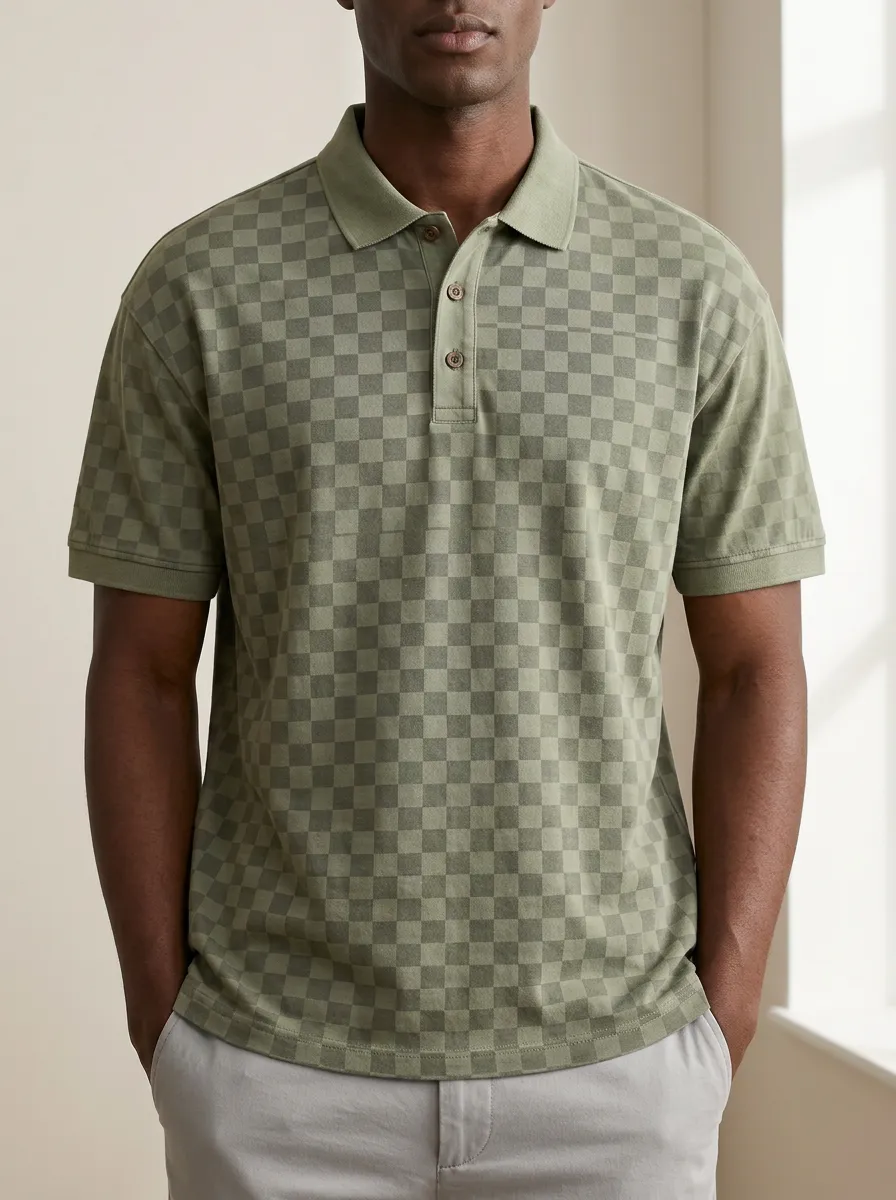 Patterned Checkered Men's Polo Shirt