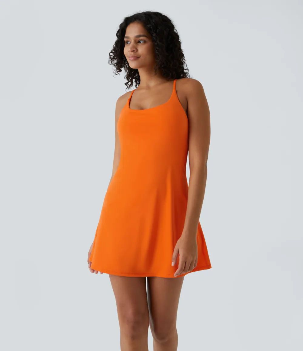 Softlyzero Airy Backless Cut Out 2-in-1 Pocket Cool Touch Mini Activity Dress