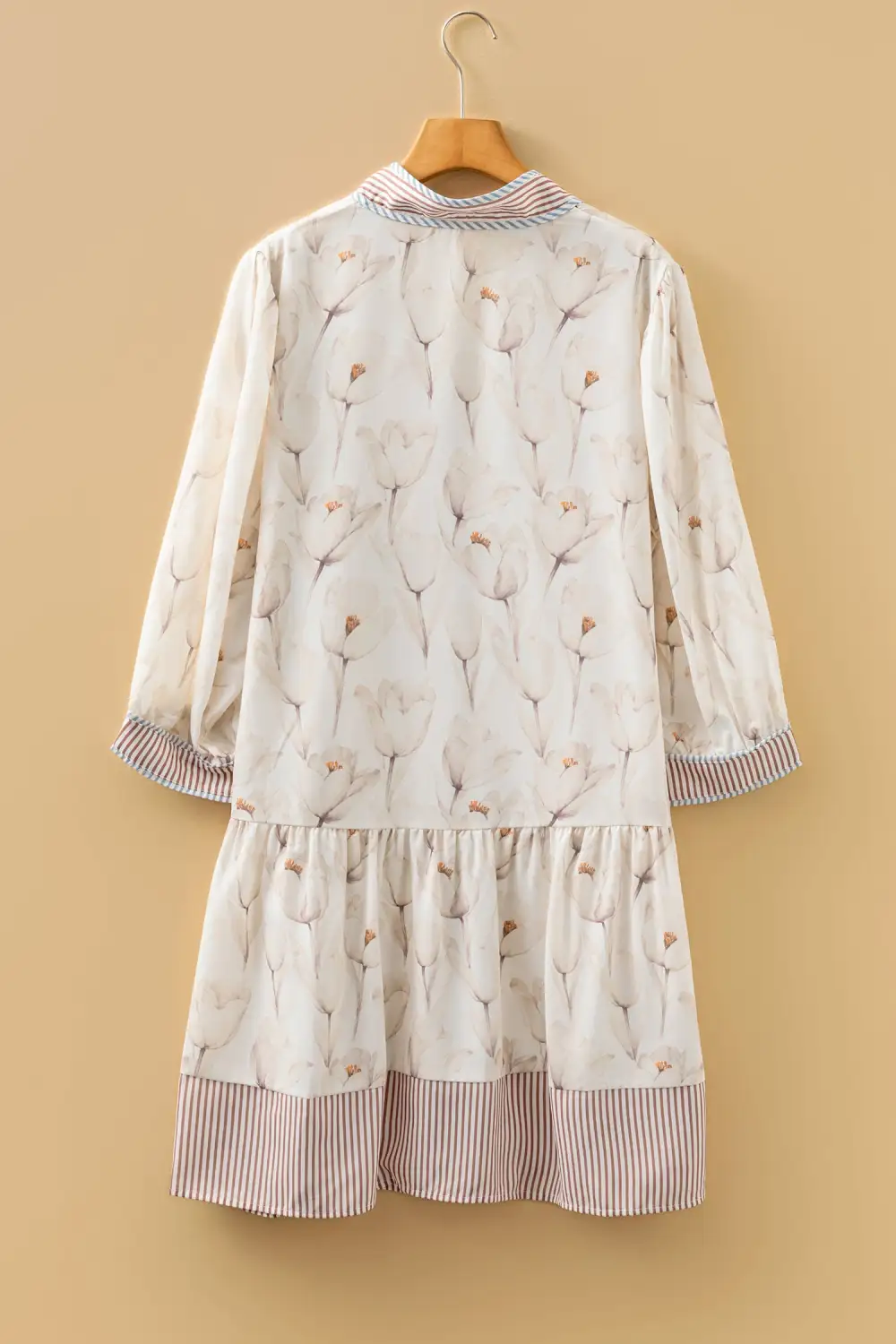 Lightweight Feel Floral Striped Button Front Dress