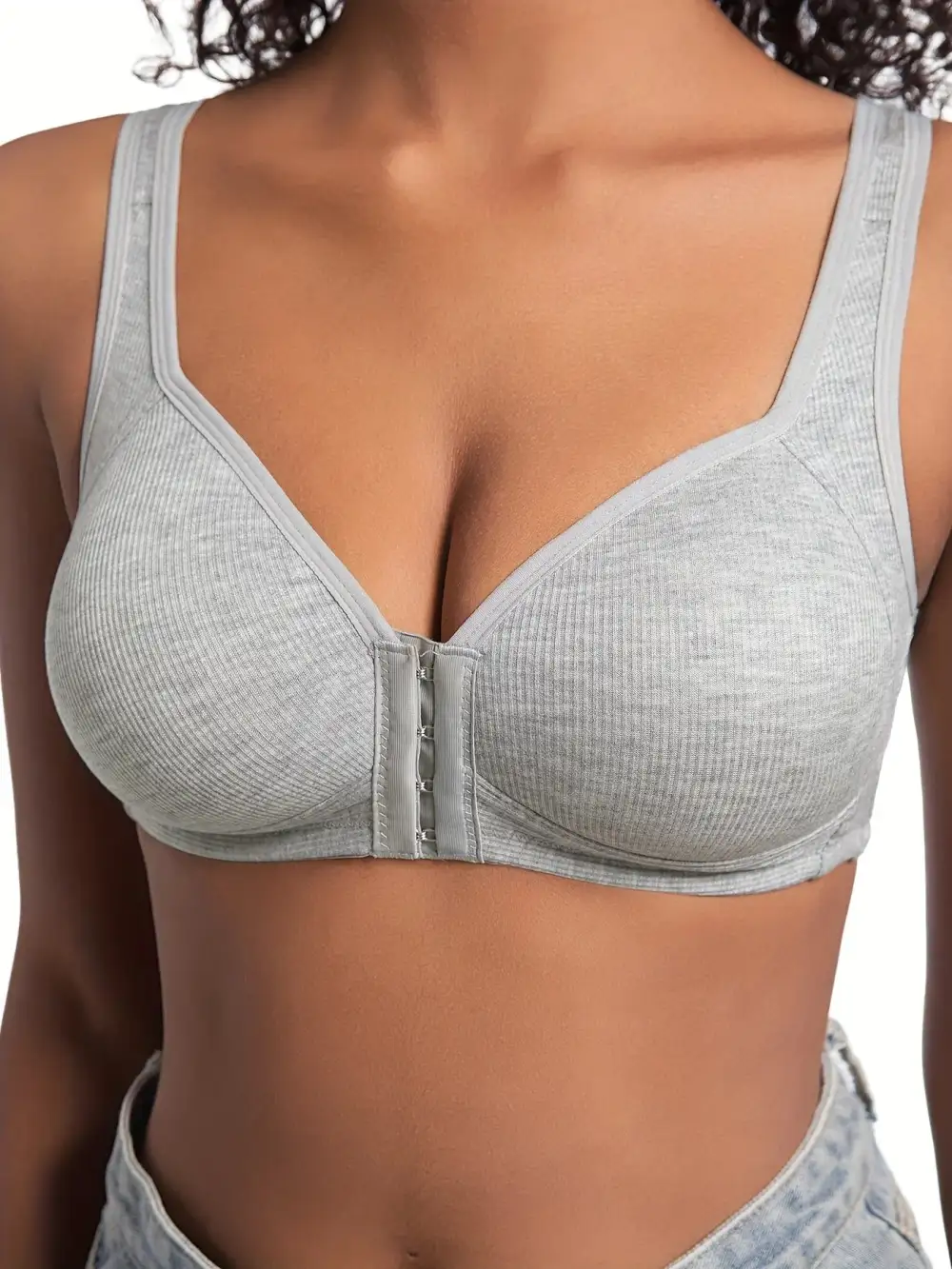 Front-Close Ribbed Bra