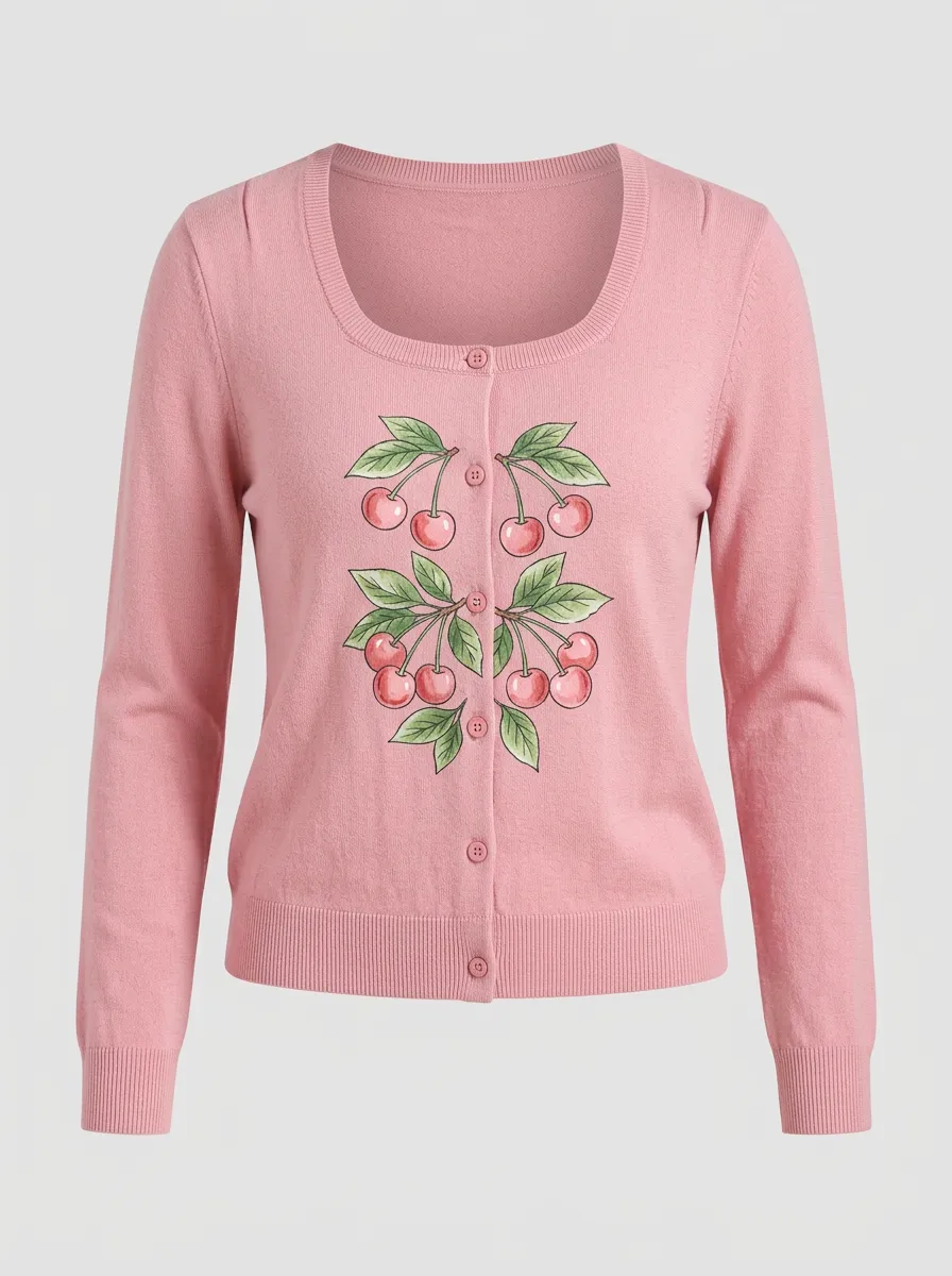 Women's Graphic Rib-Trim Cardigan