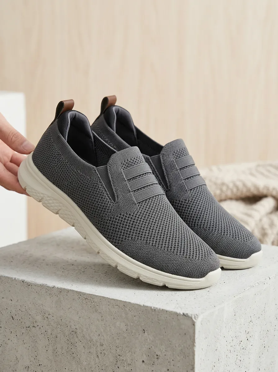 Outdoor-Inspired Knit Elastic Sport Look Men's Stretch Canvas Shoes