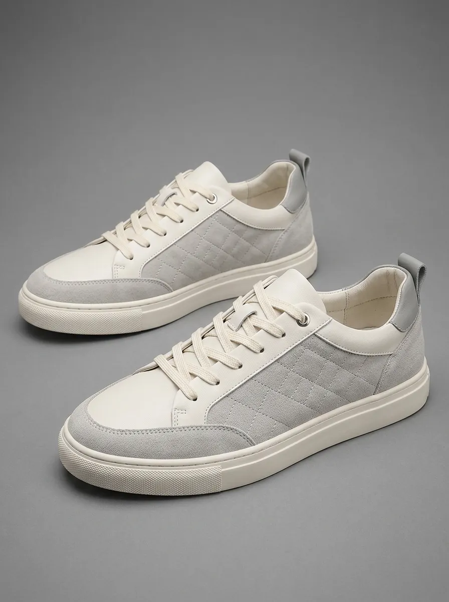 Men's Casual Minimalist Quilted Patchwork Skate Shoes