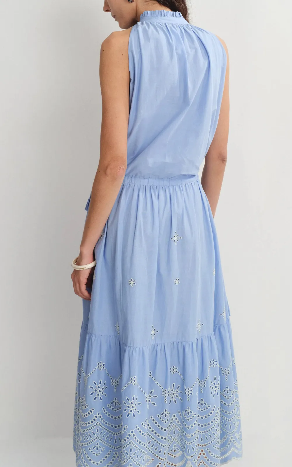 Sleeveless Embroidered Cotton Maxi Dress