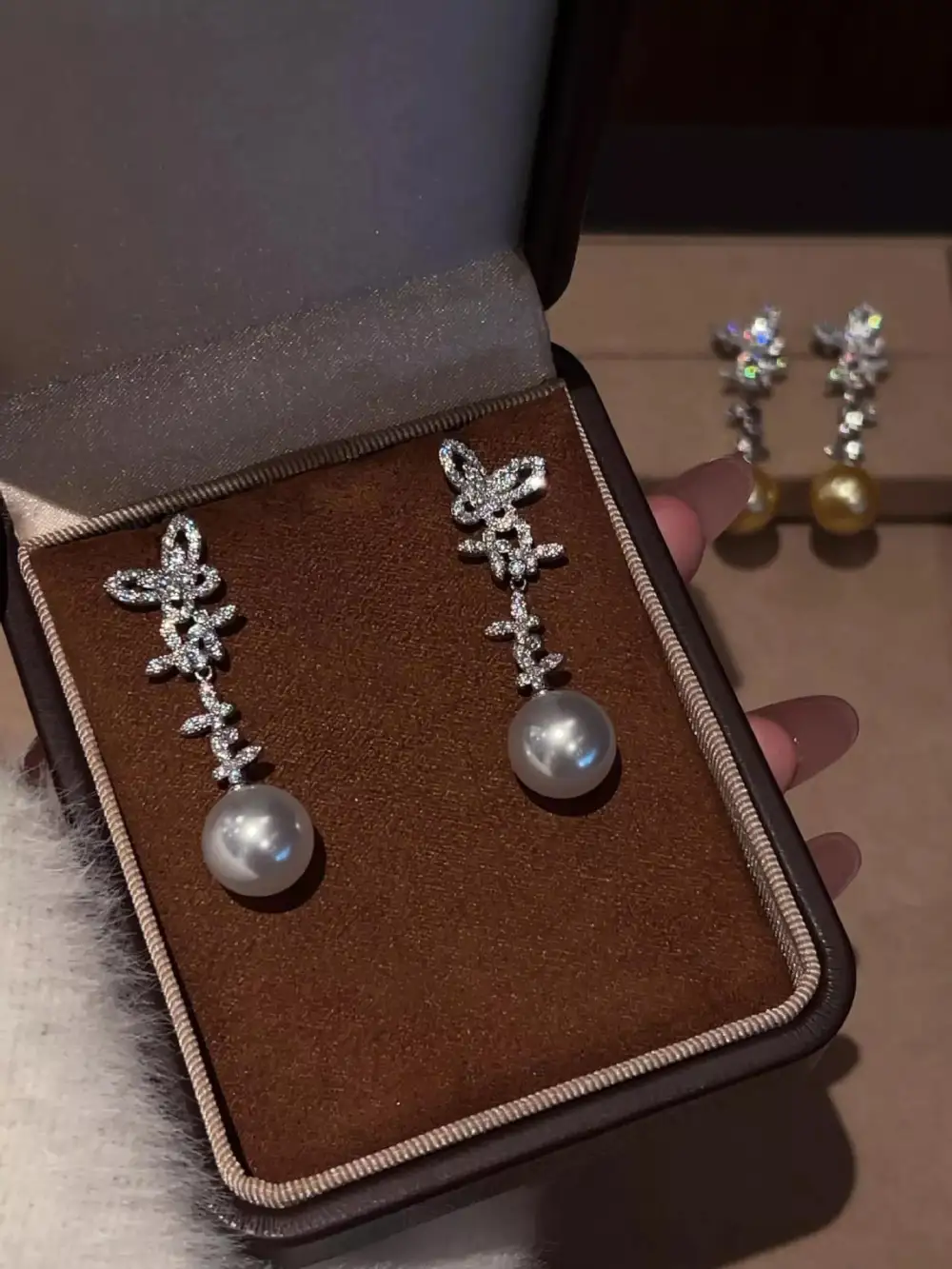 Women's Butterfly Pearl Drop Earrings