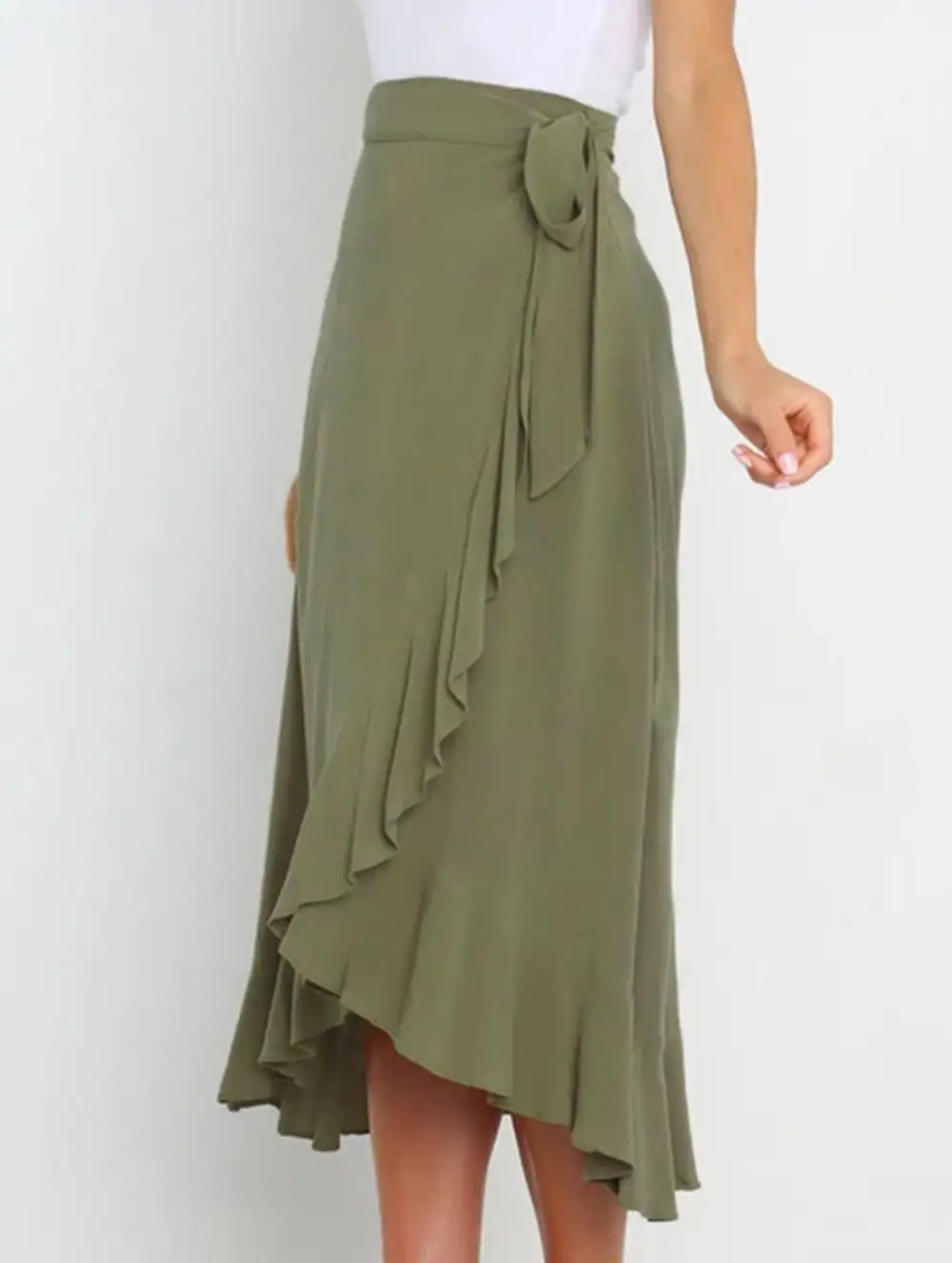 Tie Waist Irregular Skirt