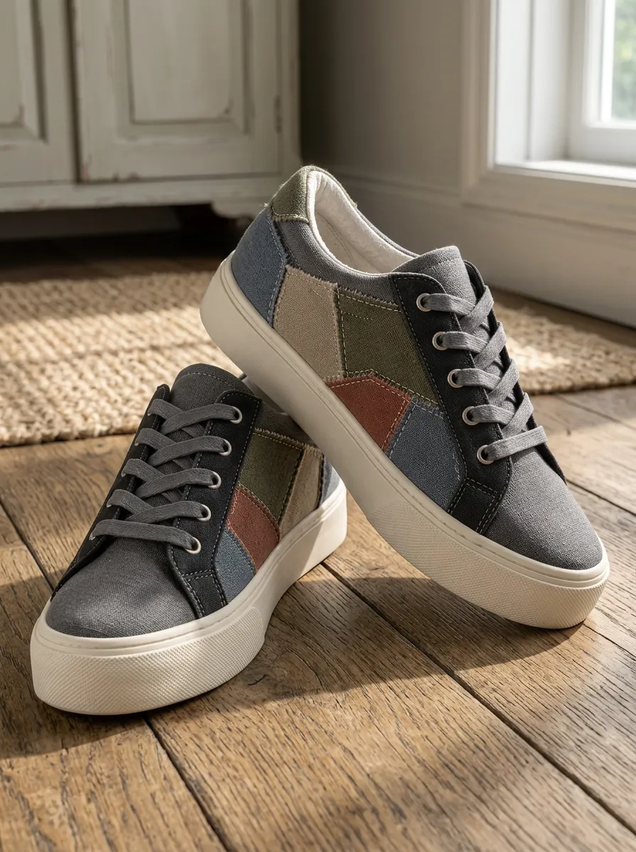 Men's Modern Casual Colorblock Patterned Canvas Shoes