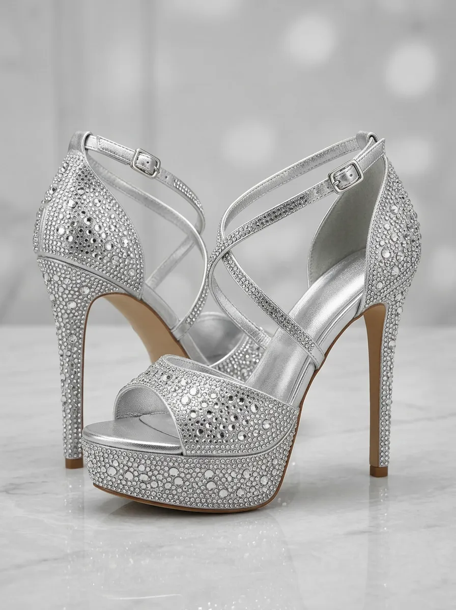 Refined Crystal Stiletto Evening Heels