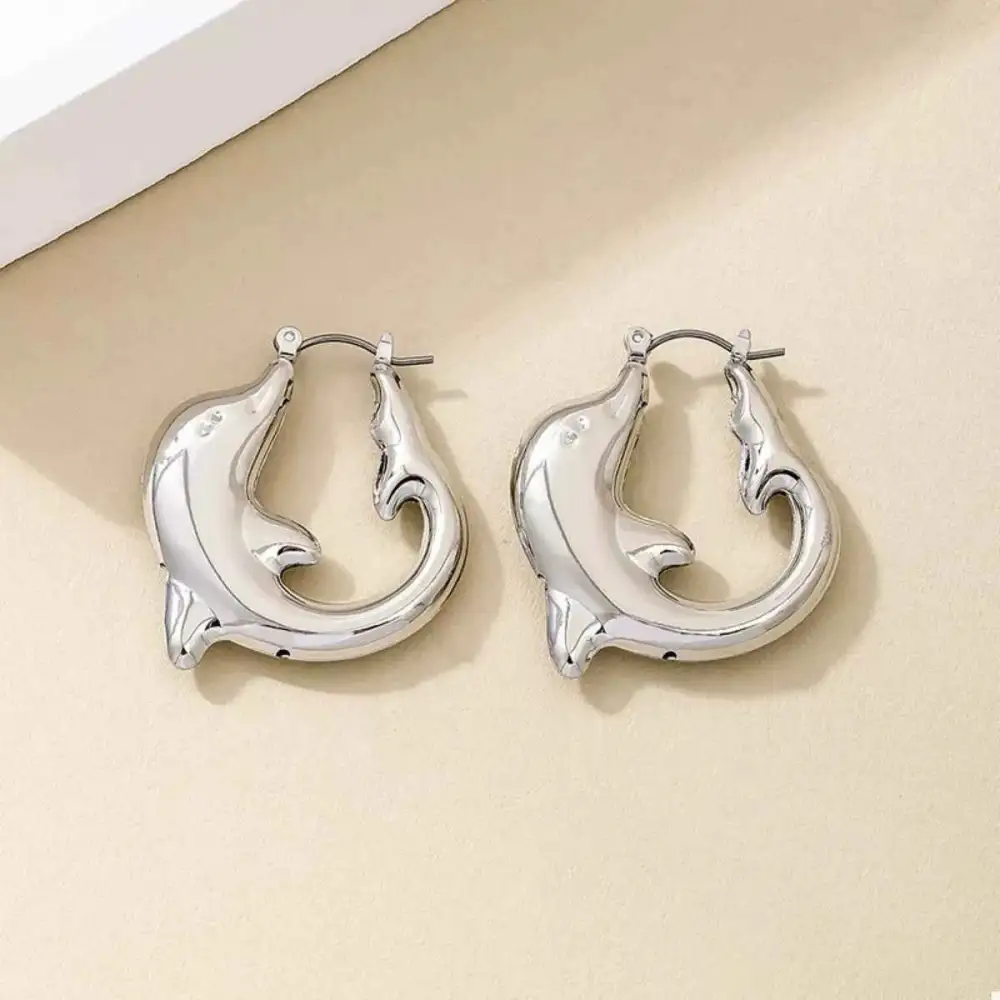 18K Gold Plated Dolphin Hoop Earrings