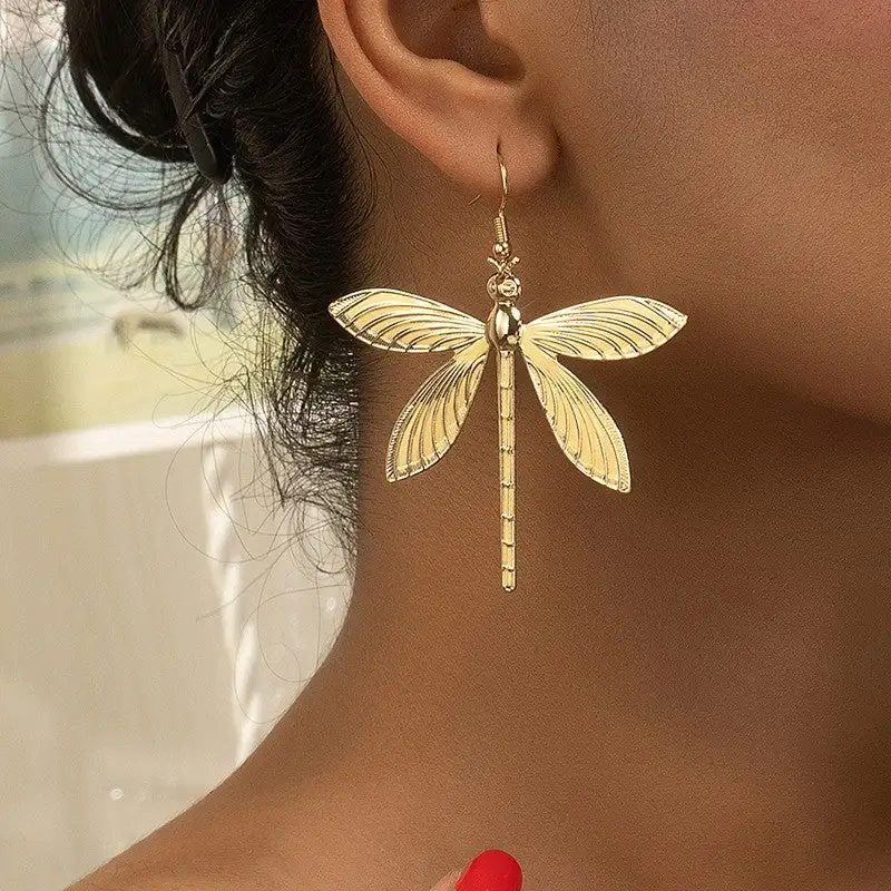 Dragonfly Metal Statement Earrings
