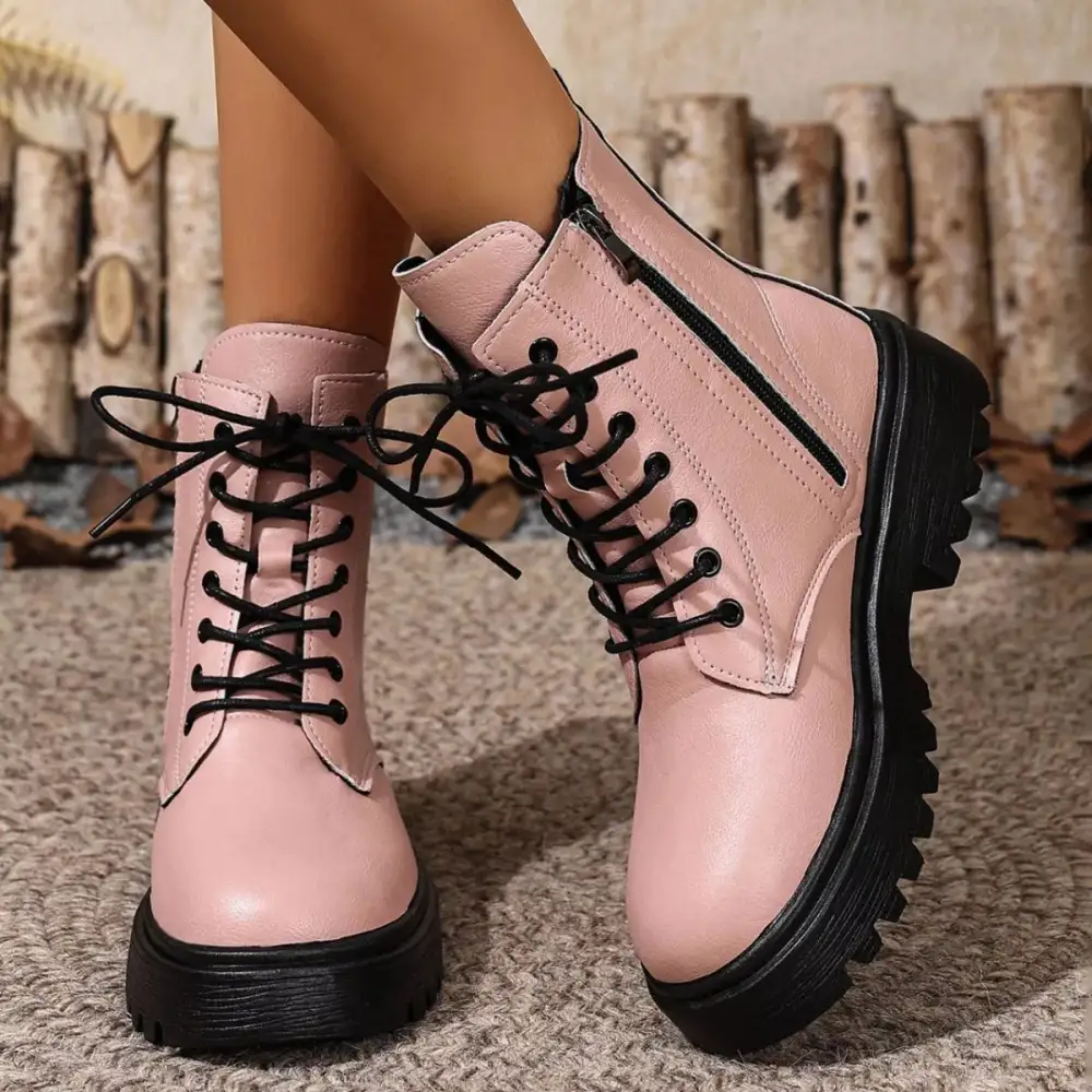 Lace Up Ankle Combat Boots
