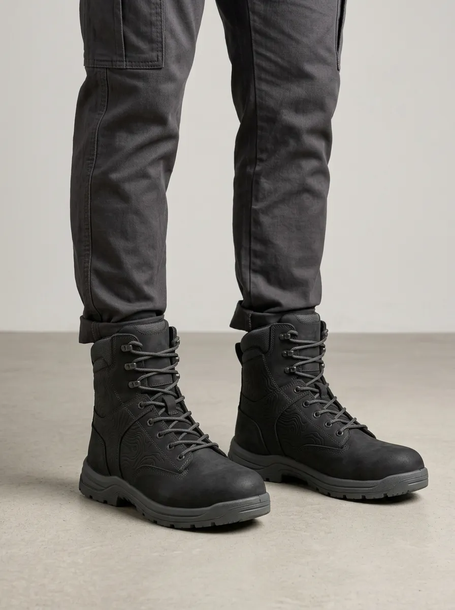 Topographic Printed Work Boots Expedition