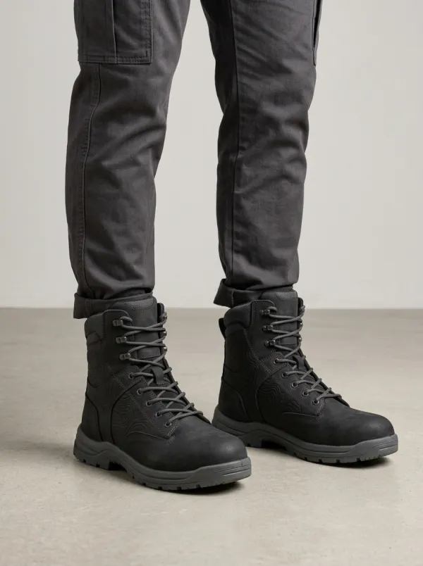 Topographic Printed Work Boots Expedition