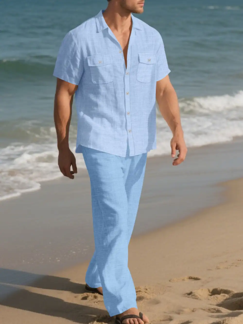 Men's Full Size Casual Button Up Shirt and Pants