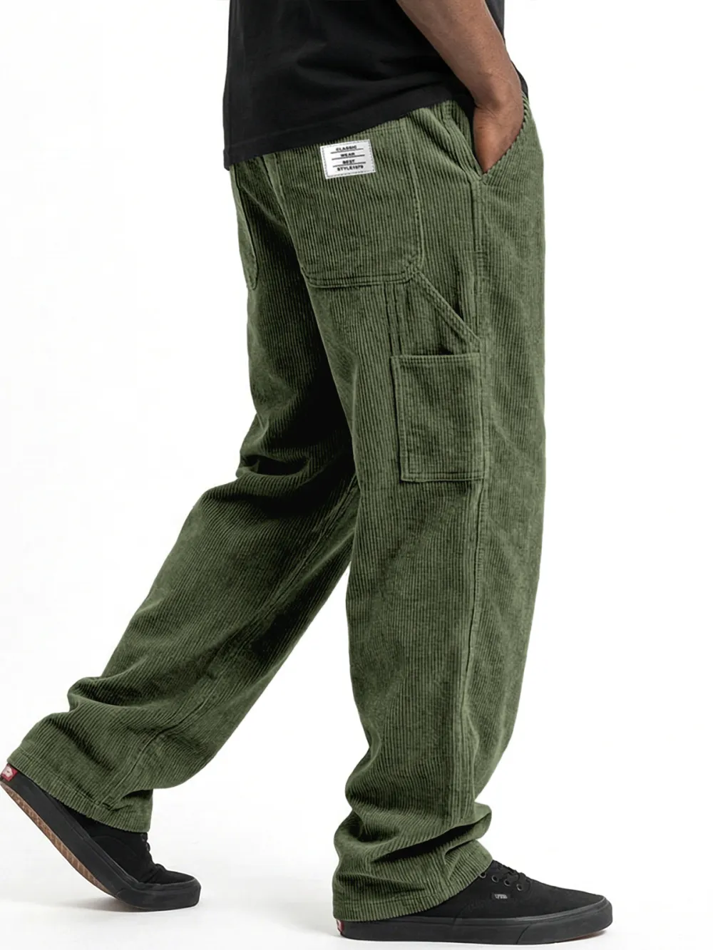 Layered Corduroy Pocket Pants