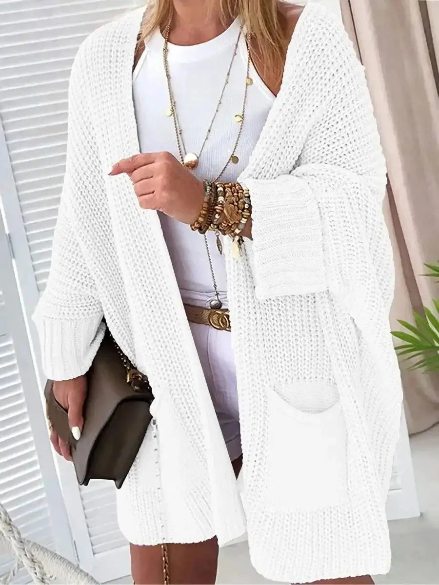 Oversized Hooded Midi-Knit Coat
