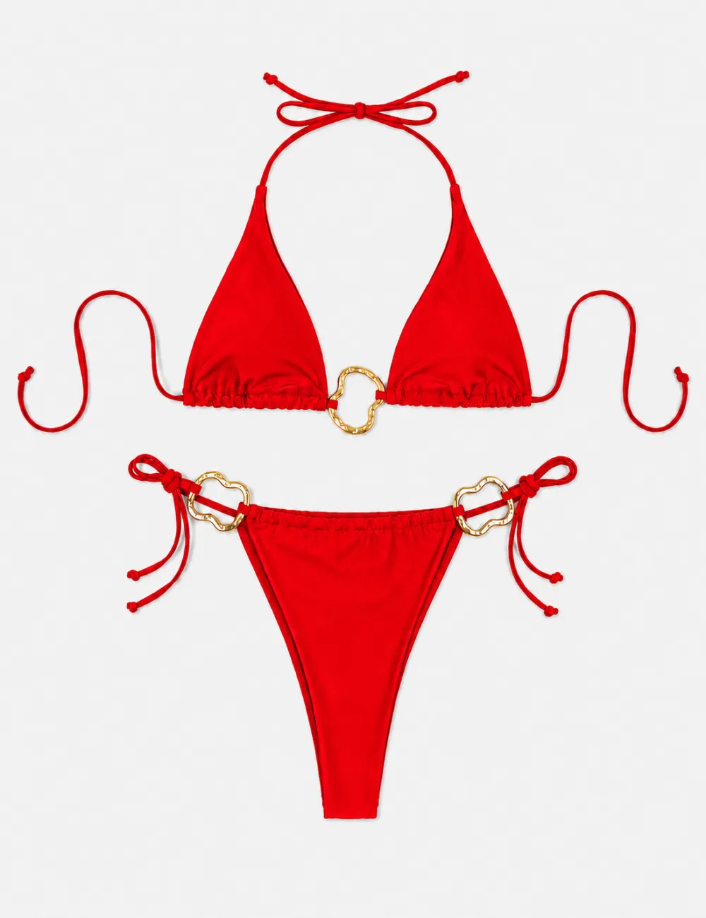 Ring Hardware Halter Triangle Bikini Set