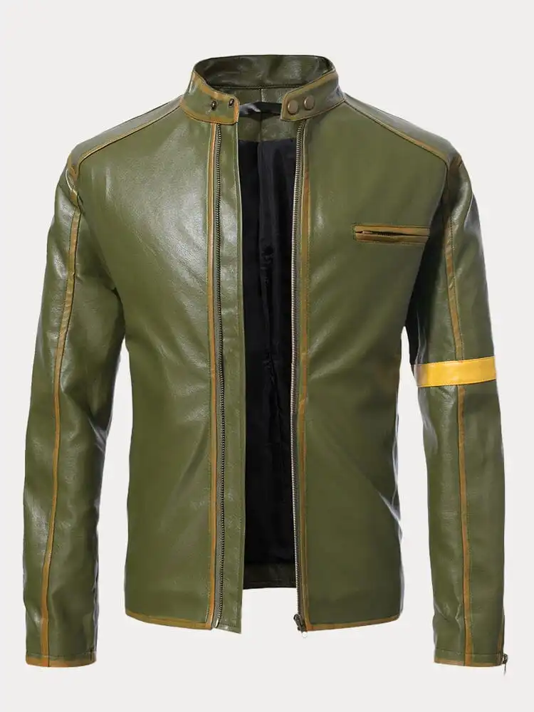 Stand Collar Punk Leather Jacket